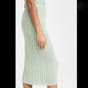 NWT LIONESS Don't Start Now Sage and Silver Threading Bodycon Tube Skirt